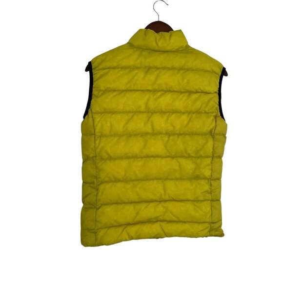Ostrya Down Filled Puffer Vest Small S Neon Yellow Quilted Zip Up Mens Packable - Picture 4 of 6